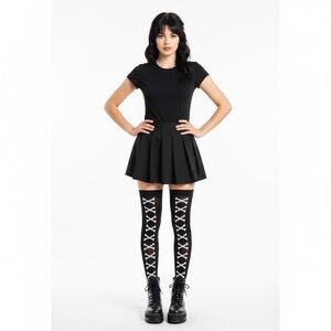 Happy Halloween Knee‎ High Socks 🎃 Black & White Crossbones Adult Costume